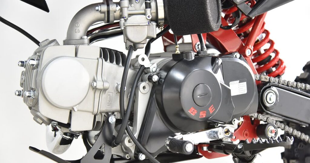 dirt bike engine detailed view